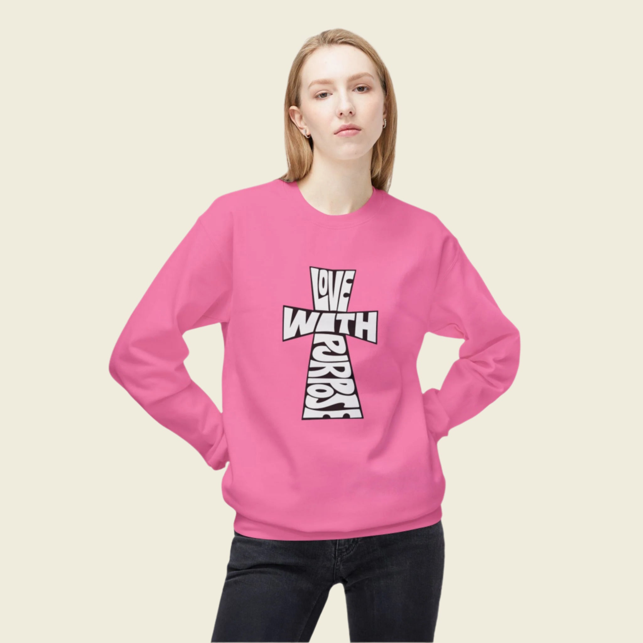 LWP Cross Unisex Softstyle Fleece Crewneck Sweatshirt - Love With Purpose 