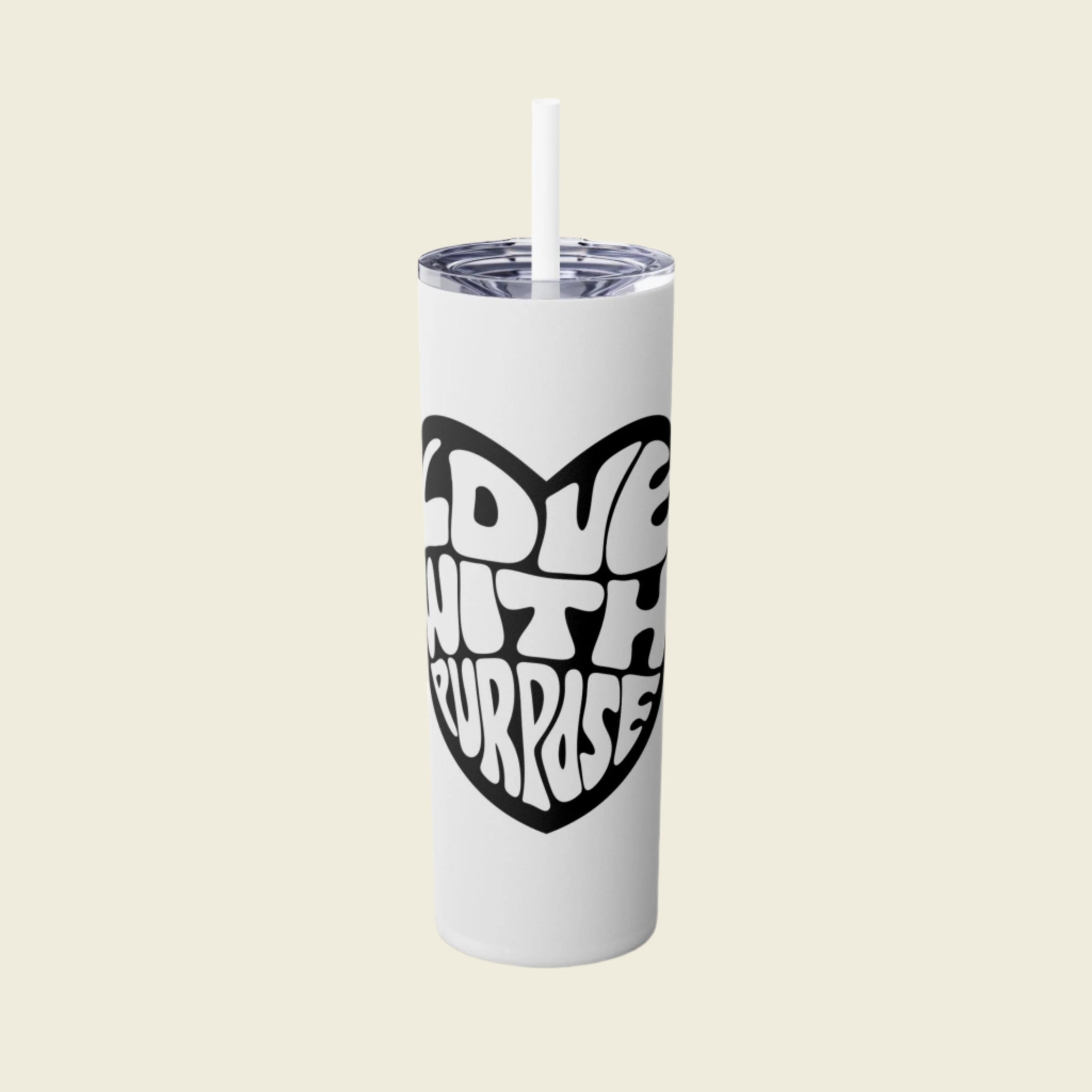 LWP Heart Skinny Tumbler with Straw, 20oz - Love With Purpose 
