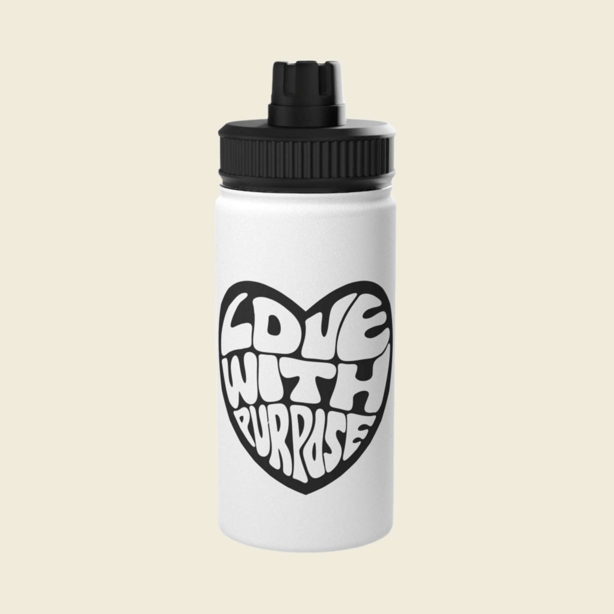LWP Heart Stainless Steel Water Bottle, Sports Lid - Love With Purpose 