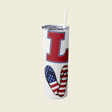 "Love" USA Skinny Tumbler with Straw, 20oz - Love With Purpose 
