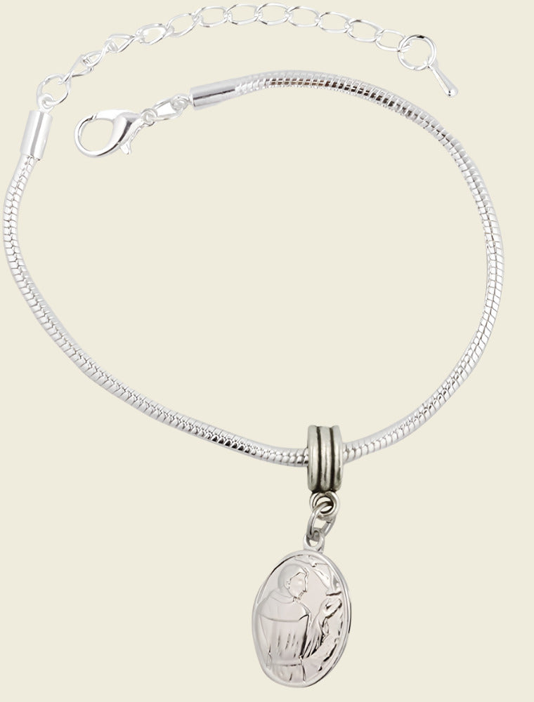 St Francis Bracelet | St Francis Jewelry Hypoallergenic Stainless Steel Snake Chain Charm Bracelet with a St Francis Charm also known as St Francis of Assisi Great St Francis of Assisi Gifts-0