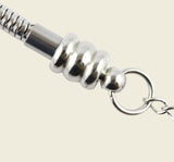 The end of a stainless steel necklace