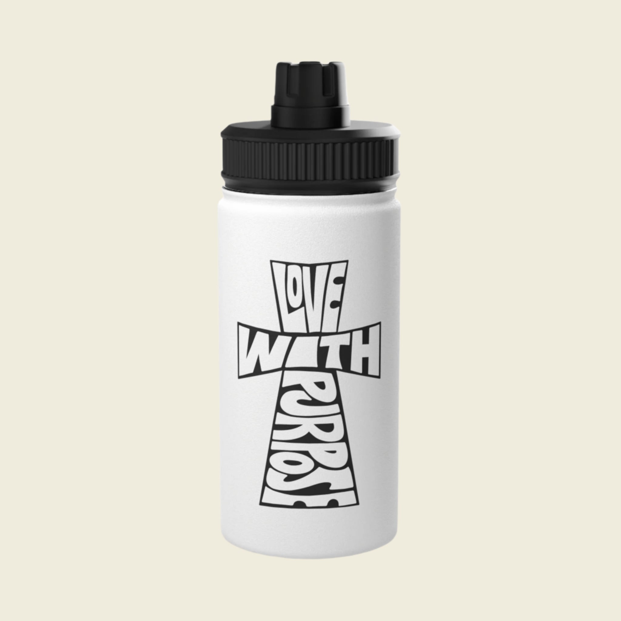 LWP Cross Stainless Steel Water Bottle, Sports Lid - Love With Purpose 