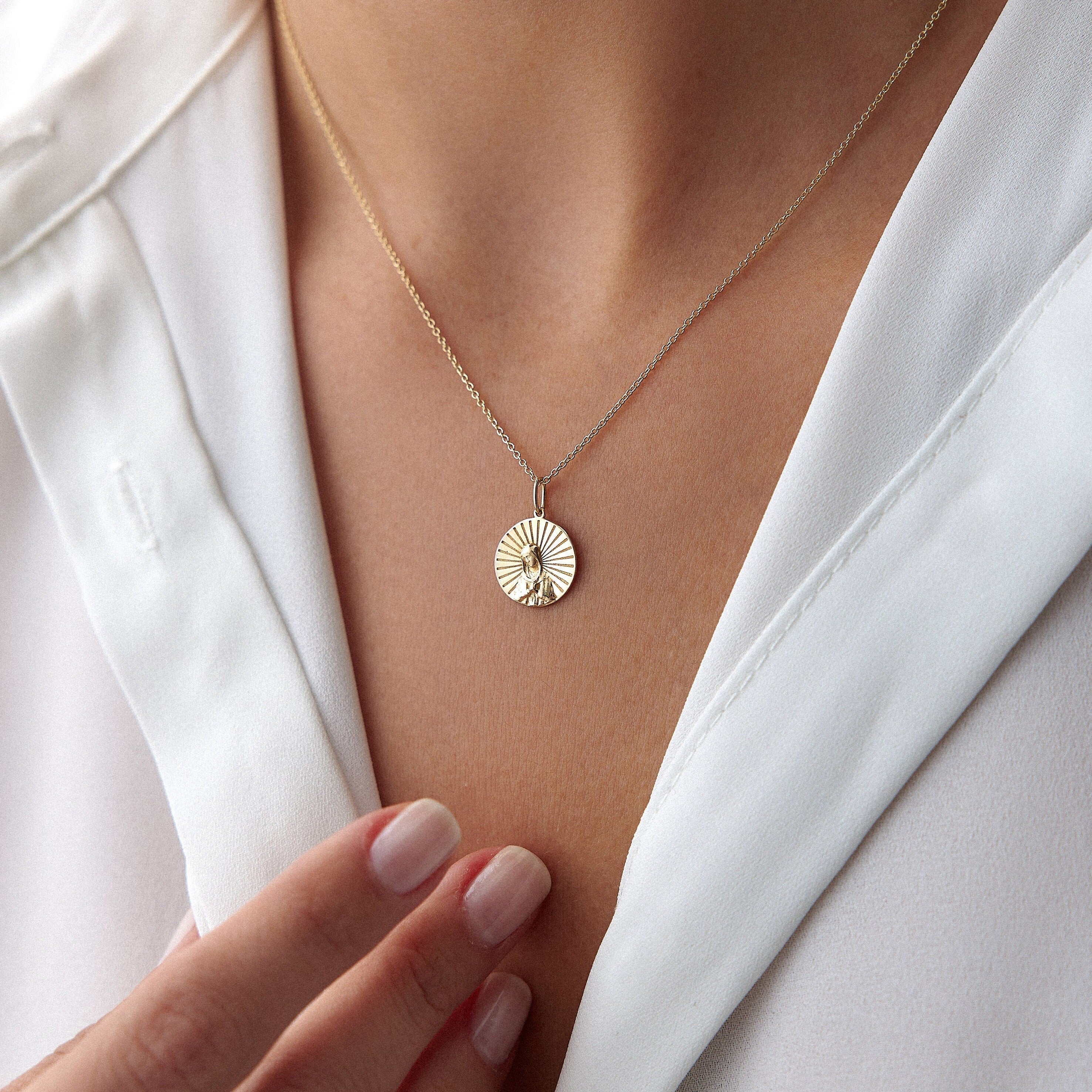 Virgin Mary Charm in 14K Gold-1